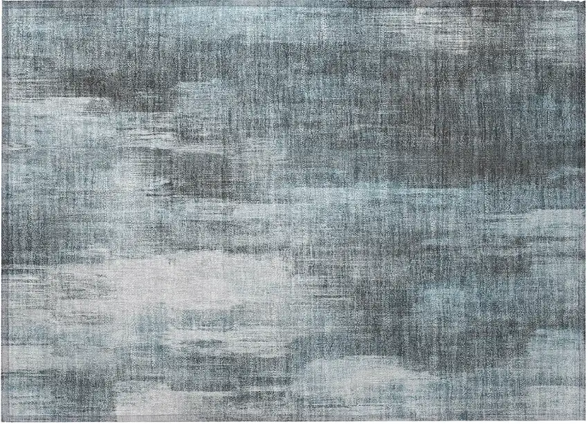 Teal Abstract Washable Non Skid Indoor Outdoor Area Rug Photo 4