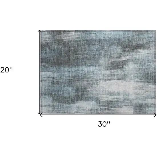 Teal Abstract Washable Non Skid Indoor Outdoor Area Rug Photo 3