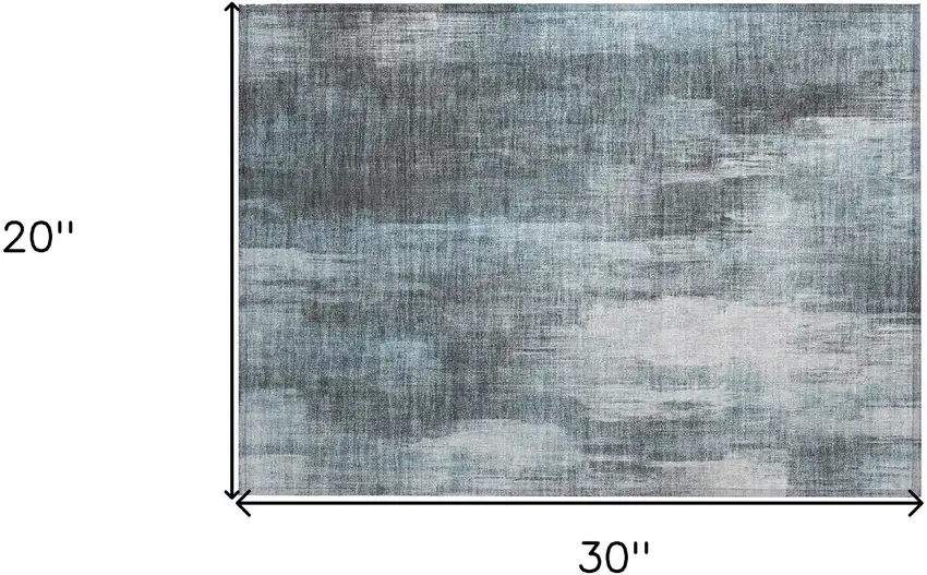 Teal Abstract Washable Non Skid Indoor Outdoor Area Rug Photo 3