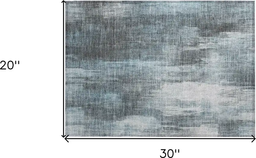 Teal Abstract Washable Non Skid Indoor Outdoor Area Rug Photo 3