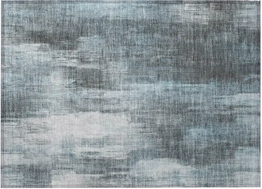 Teal Abstract Washable Non Skid Indoor Outdoor Area Rug Photo 5