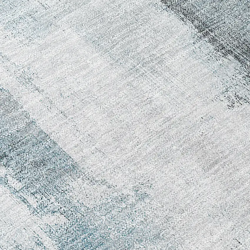 Teal Abstract Washable Non Skid Indoor Outdoor Area Rug Photo 8