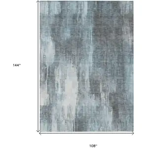 Photo of Teal Abstract Washable Non Skid Indoor Outdoor Area Rug