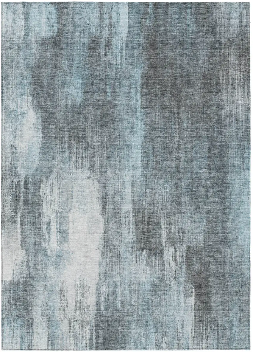 Teal Abstract Washable Non Skid Indoor Outdoor Area Rug Photo 2