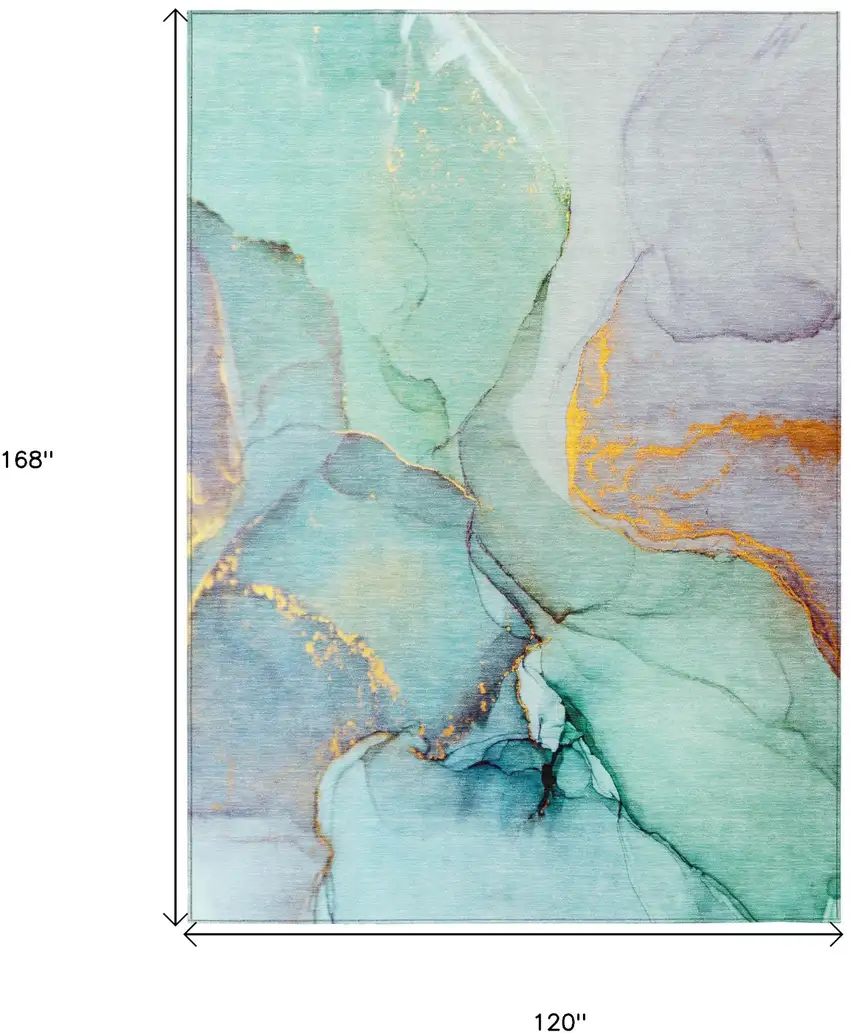Teal Abstract Washable Non Skid Indoor Outdoor Area Rug Photo 3