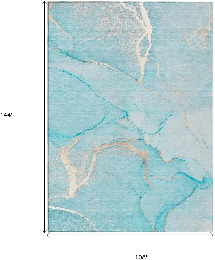 Teal Abstract Washable Non Skid Indoor Outdoor Area Rug Photo 3