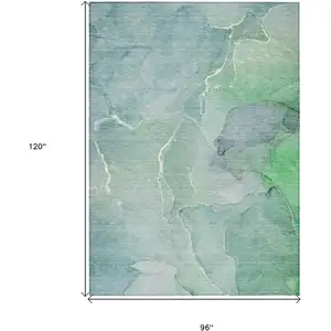 Photo of Teal Abstract Washable Non Skid Indoor Outdoor Area Rug