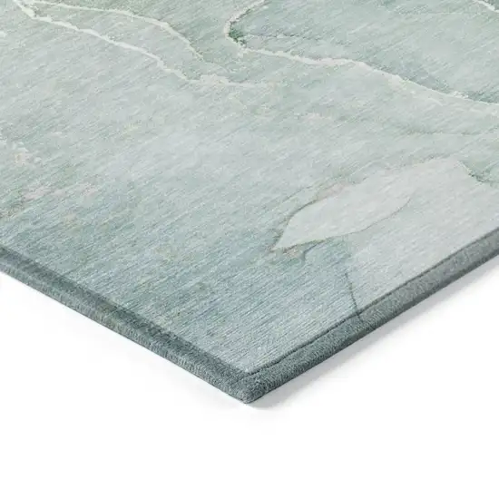 Teal Abstract Washable Non Skid Indoor Outdoor Area Rug Photo 7