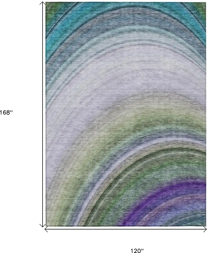 Teal Abstract Washable Non Skid Indoor Outdoor Area Rug Photo 9