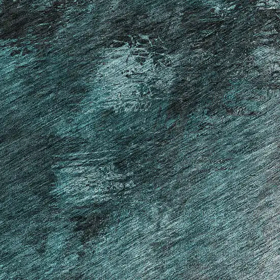 Teal Blue Aqua And Gray Abstract Washable Indoor Outdoor Area Rug Photo 7