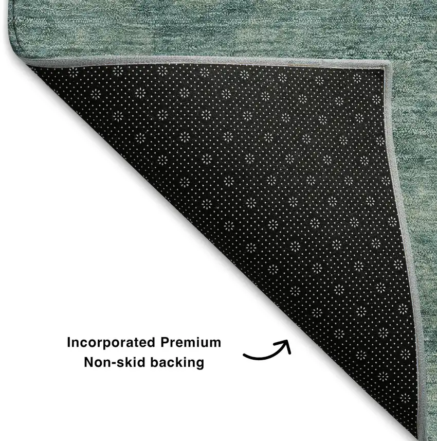 Teal And Aqua Abstract Geometric Washable Area Rug With UV Protection Photo 6