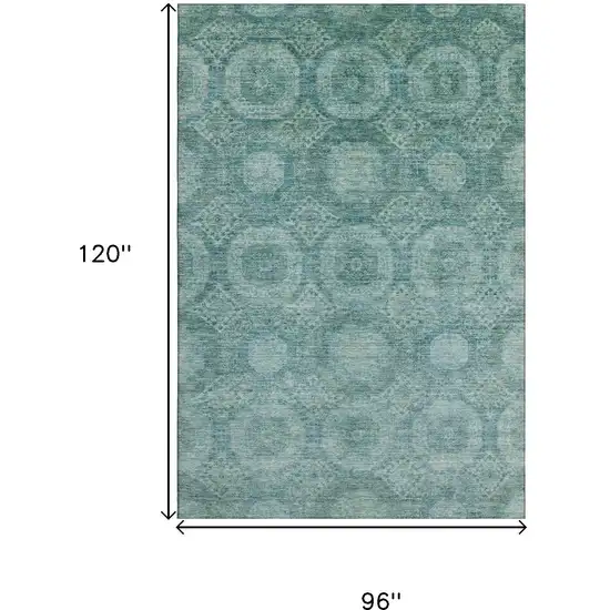 Teal And Aqua Abstract Geometric Washable Area Rug With UV Protection Photo 9
