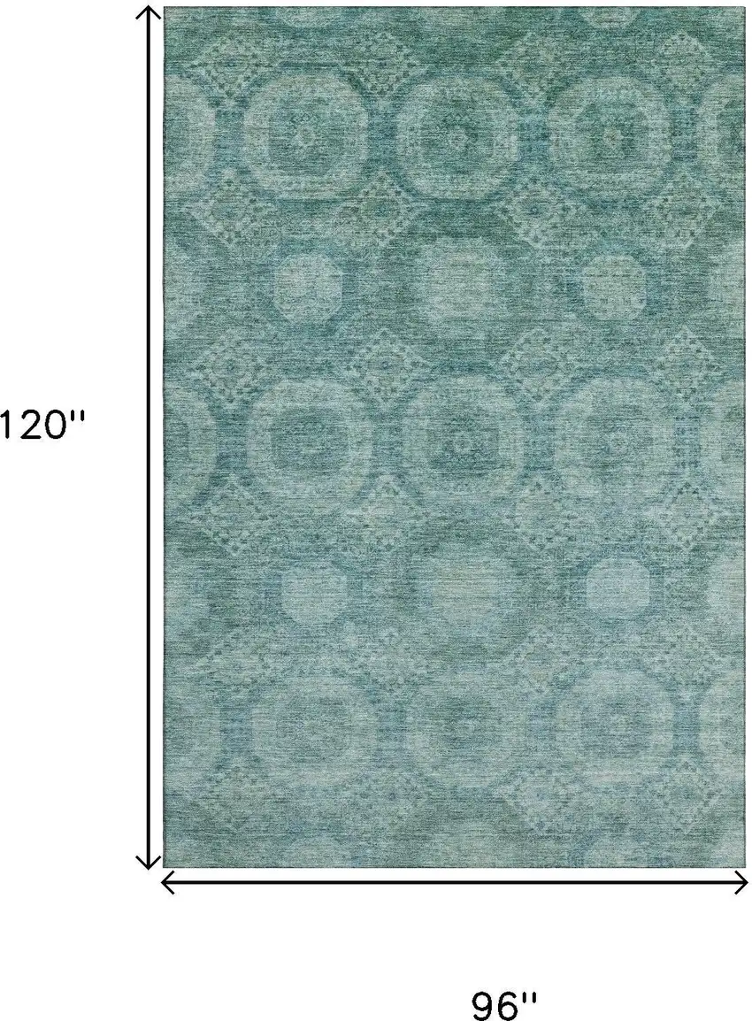 Teal And Aqua Abstract Geometric Washable Area Rug With UV Protection Photo 9