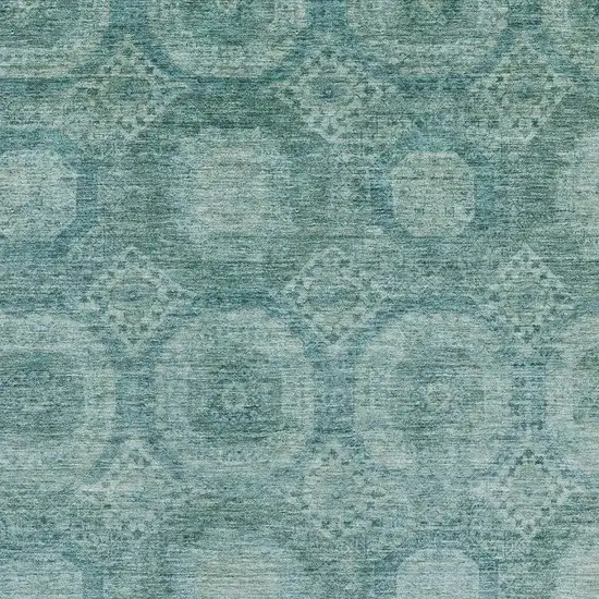 Teal And Aqua Abstract Geometric Washable Area Rug With UV Protection Photo 3