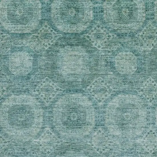 Teal And Aqua Abstract Geometric Washable Area Rug With UV Protection Photo 3