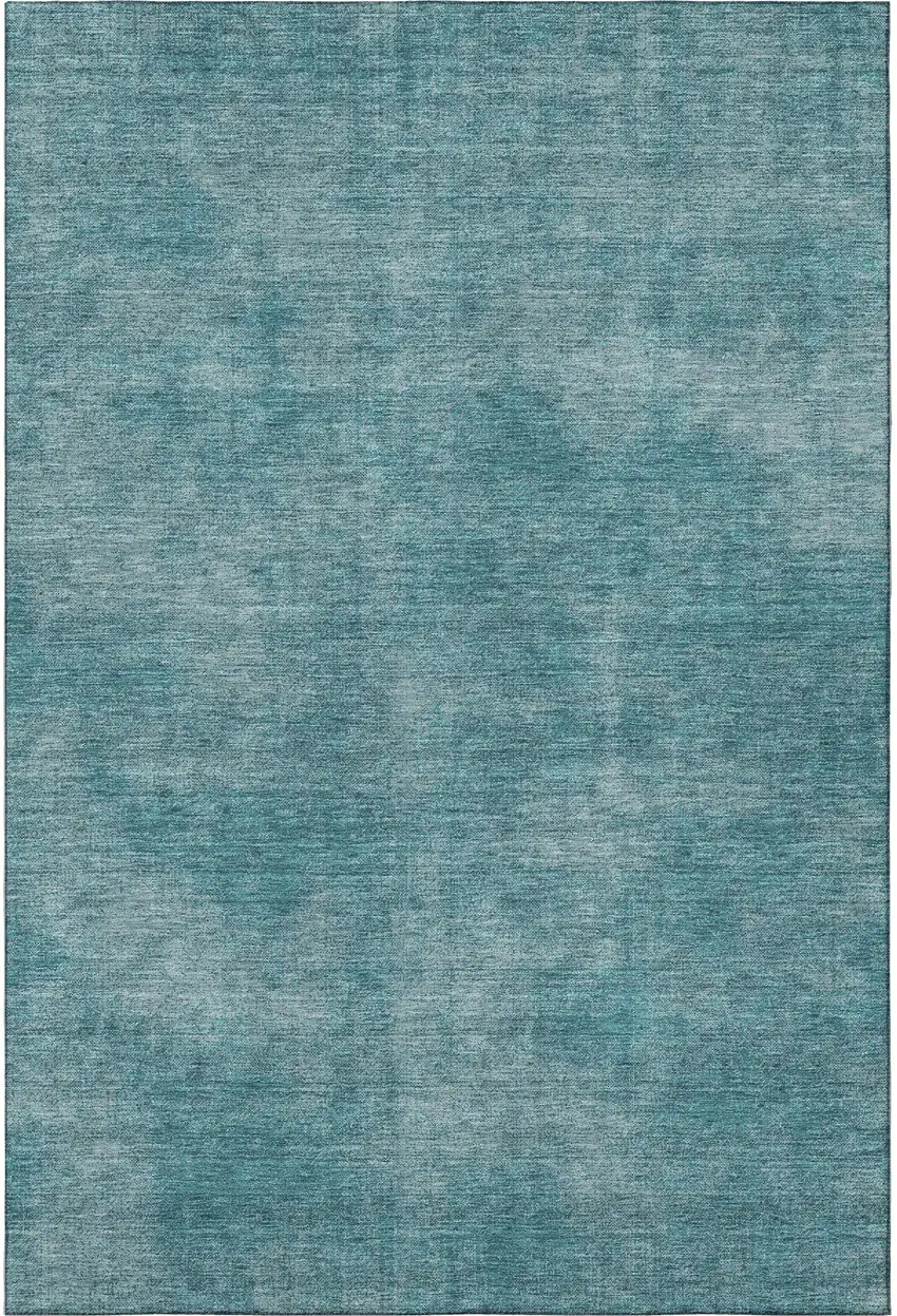 Teal And Aqua Abstract Washable Area Rug With UV Protection Photo 3