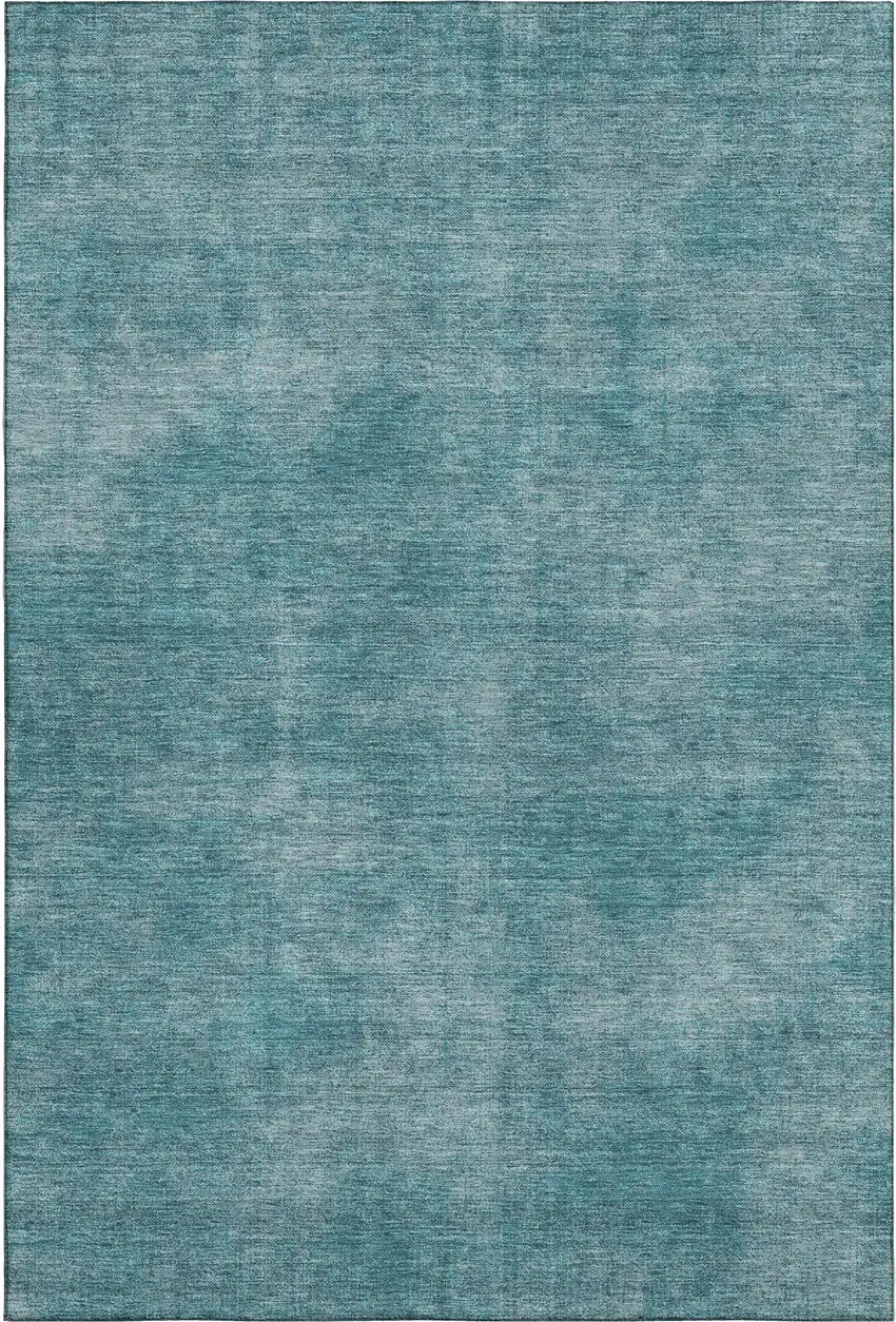 Teal And Aqua Abstract Washable Area Rug With UV Protection Photo 1