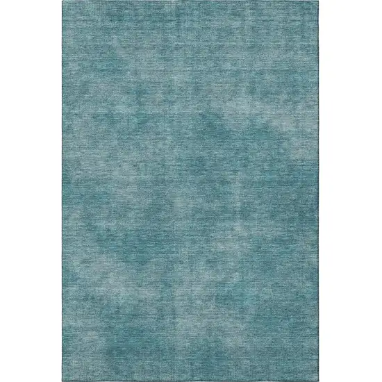 Teal And Aqua Abstract Washable Area Rug With UV Protection Photo 2