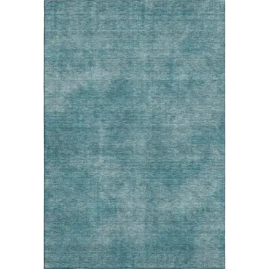 Teal And Aqua Abstract Washable Area Rug With UV Protection Photo 1
