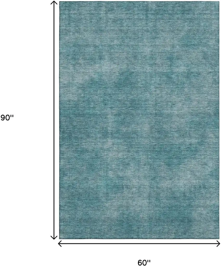 Teal And Aqua Abstract Washable Area Rug With UV Protection Photo 9