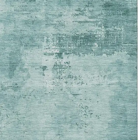 Teal And Aqua Abstract Washable Area Rug With UV Protection Photo 2