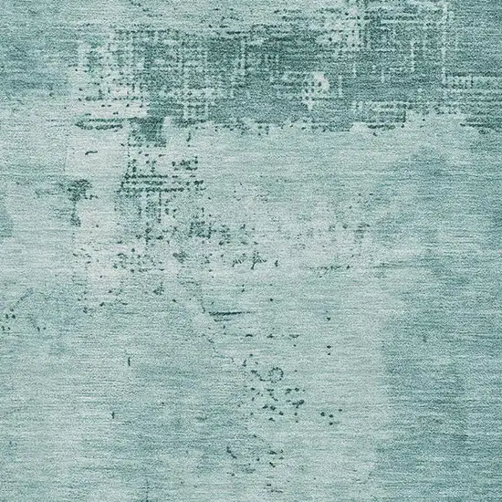Teal And Aqua Abstract Washable Area Rug With UV Protection Photo 2