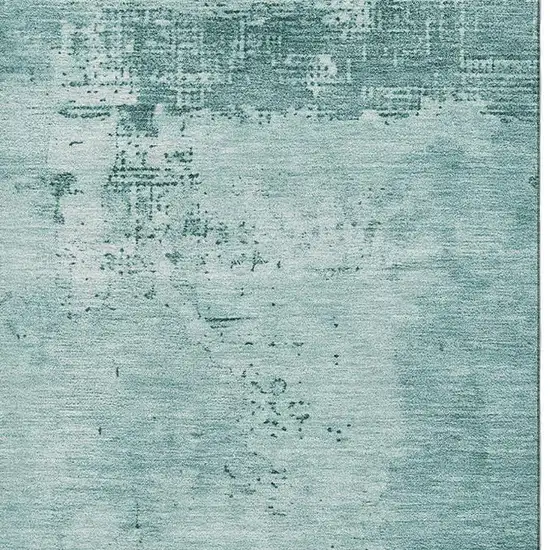 Teal And Aqua Abstract Washable Area Rug With UV Protection Photo 2