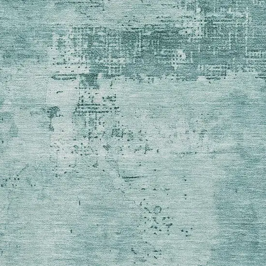 Teal And Aqua Abstract Washable Area Rug With UV Protection Photo 2