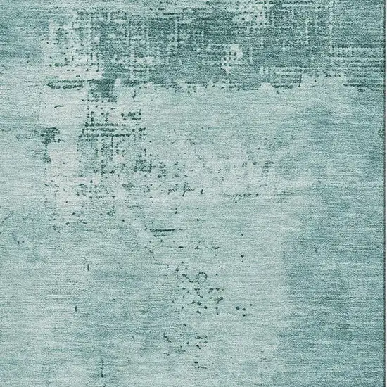 Teal And Aqua Abstract Washable Area Rug With UV Protection Photo 2
