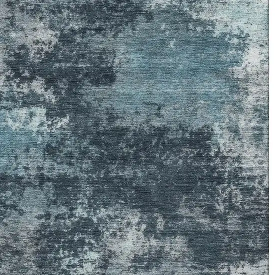 Teal And Aqua Abstract Washable Area Rug With UV Protection Photo 4