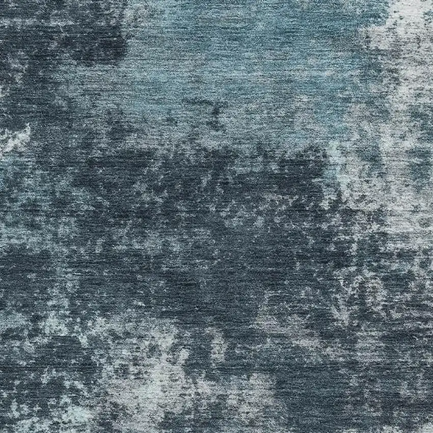 Teal And Aqua Abstract Washable Area Rug With UV Protection Photo 3