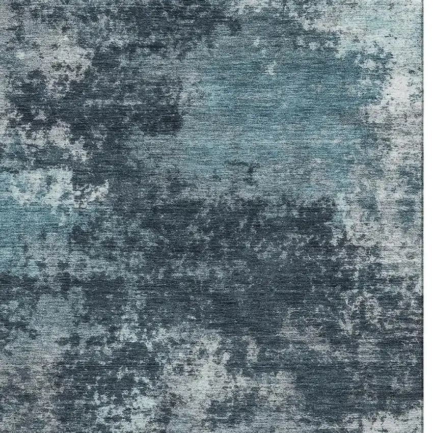 Teal And Aqua Abstract Washable Area Rug With UV Protection Photo 3