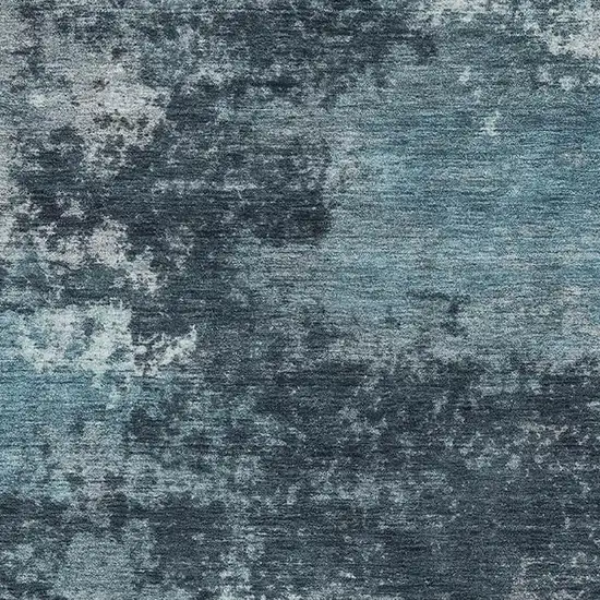 Teal And Aqua Abstract Washable Area Rug With UV Protection Photo 3