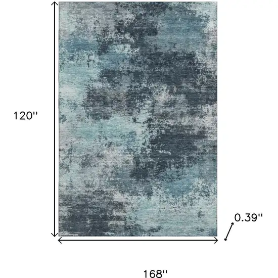 Teal And Aqua Abstract Washable Area Rug With UV Protection Photo 9