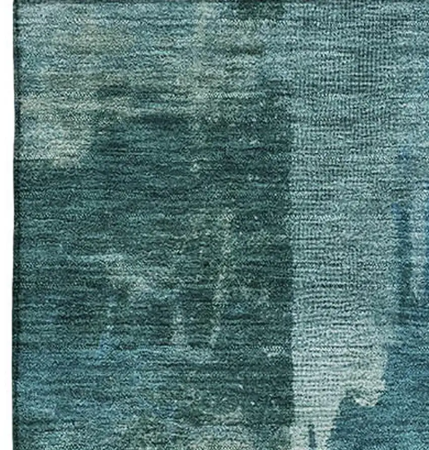 Teal And Aqua Abstract Washable Area Rug With UV Protection Photo 4