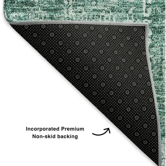Teal And Aqua Floral Washable Area Rug With UV Protection Photo 6