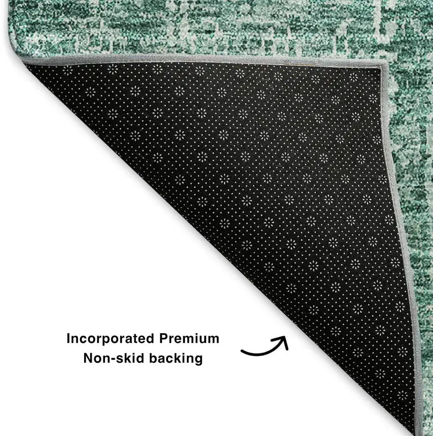 Teal And Aqua Floral Washable Area Rug With UV Protection Photo 5
