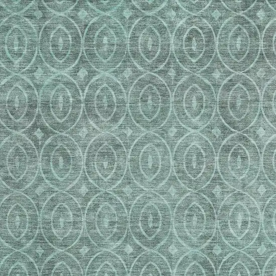 Teal And Aqua Geometric Washable Area Rug With UV Protection Photo 2