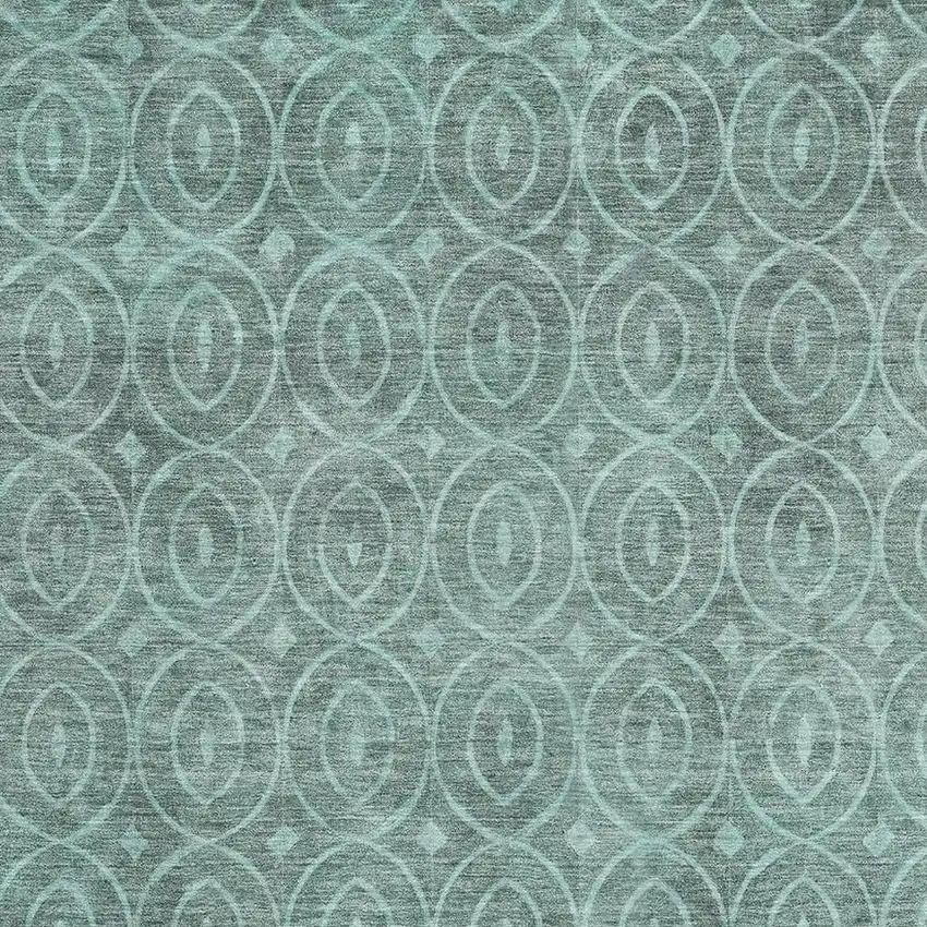 Teal And Aqua Geometric Washable Area Rug With UV Protection Photo 2