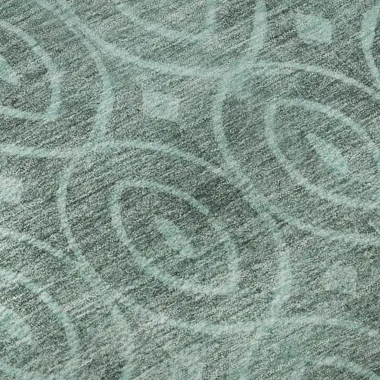 Teal And Aqua Geometric Washable Area Rug With UV Protection Photo 9