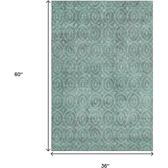 Teal And Aqua Geometric Washable Area Rug With UV Protection Photo 3