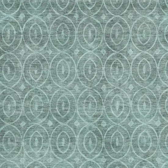 Teal And Aqua Geometric Washable Area Rug With UV Protection Photo 2