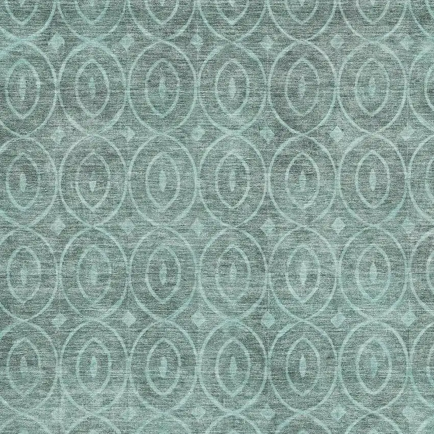 Teal And Aqua Geometric Washable Area Rug With UV Protection Photo 2