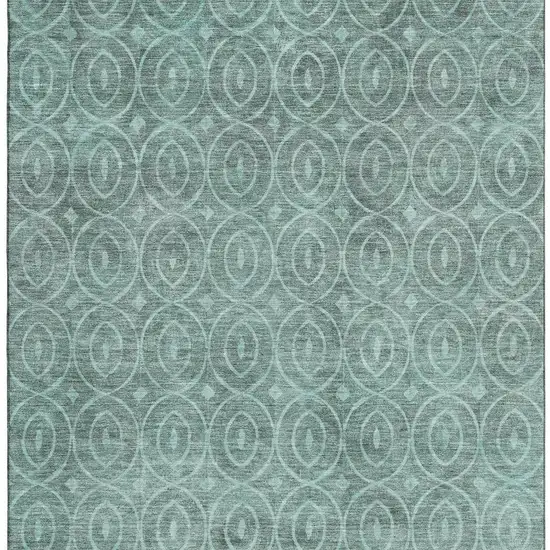 Teal And Aqua Geometric Washable Area Rug With UV Protection Photo 3