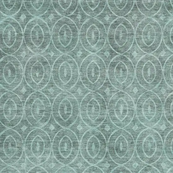 Teal And Aqua Geometric Washable Area Rug With UV Protection Photo 2