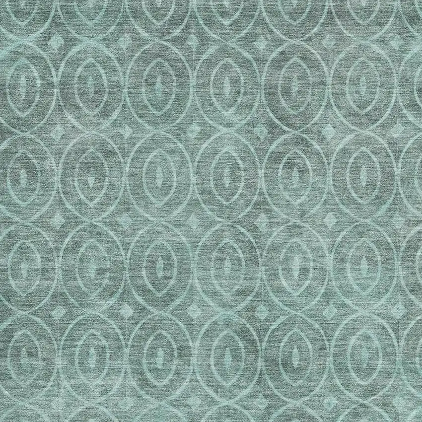 Teal And Aqua Geometric Washable Area Rug With UV Protection Photo 2