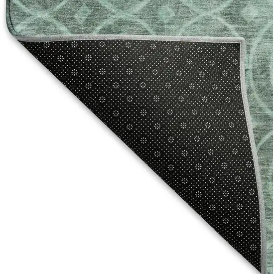 Teal And Aqua Geometric Washable Area Rug With UV Protection Photo 7