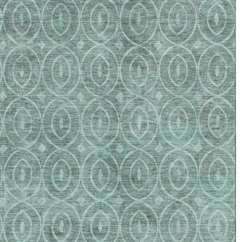 Teal And Aqua Geometric Washable Area Rug With UV Protection Photo 2