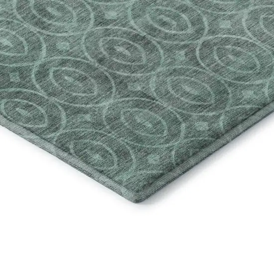 Teal And Aqua Geometric Washable Area Rug With UV Protection Photo 8