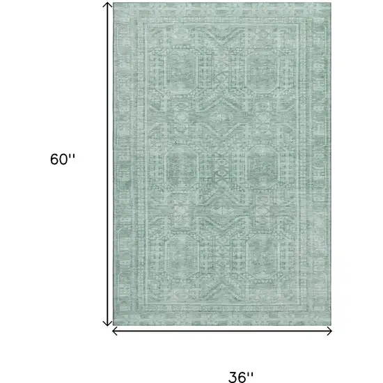 Teal And Aqua Geometric Washable Area Rug With UV Protection Photo 8